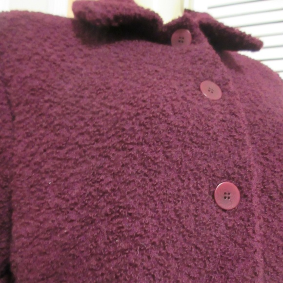 EILEEN FISHER Womens Wool Coat Woolen Sweater Jacket M Burgundy Red Winter Coats - Picture 4 of 8